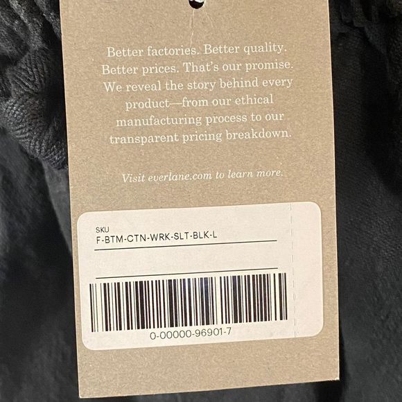 Everlane Women's Black Wide-Leg Ankle Work Pants Size L with Drawstring Closure - Picture 11 of 16